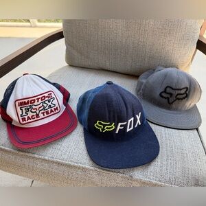 3 Fox Racing Men's Hats - Red, Blue, Green, Gray Moto-X Race Team Motocross
